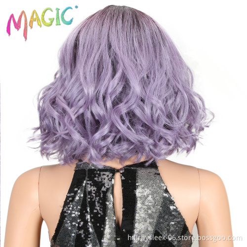 MAGIC Hair 12 Inch High Temperature Fiber Hair Lace Front Short Loose Wave Hair Wigs Blonde Synthetic Lace Front Wig For Women